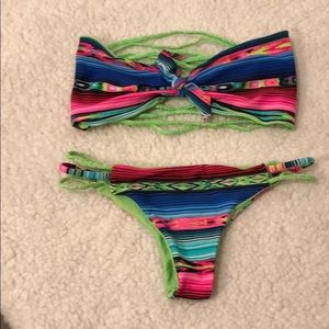 Neon bandeau bikini